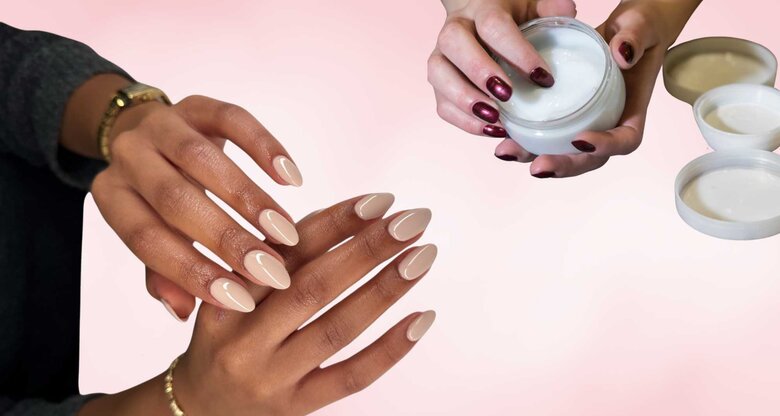 Collage aus manikürten Fingernägeln und der Dip Powder Methode | © Adobe Stock/Helmy/Nhecca Fpebuoba