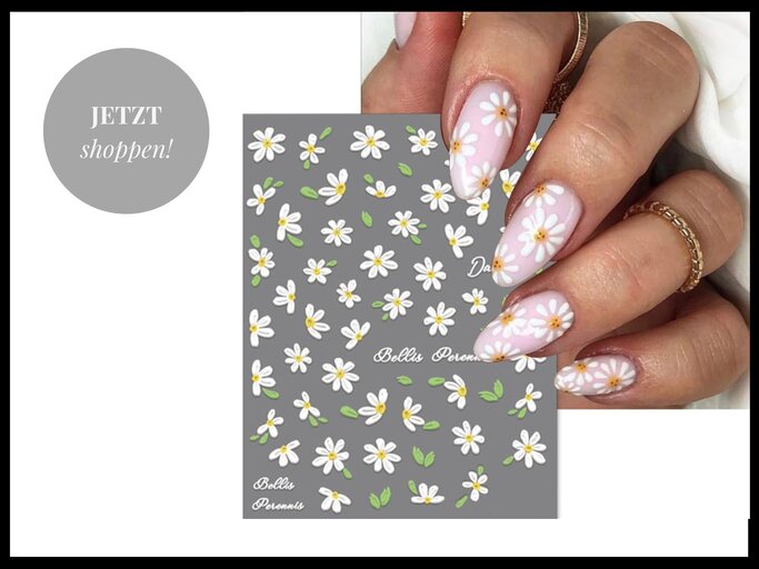Nagelsticker mit Gänseblümchen-Motiven von Amazon | © Amazon