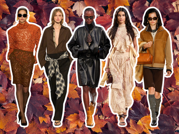 Runway-Looks von Saint Laurent, Kallmeyer, Louis Vuitton, Zimmermann und Miu Miu | © Launchmetrics/Spotlight, AdobeStock/Aleksandra Konoplya, Collage: myself.de
