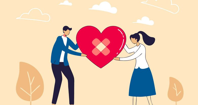 Illustration von einem Paar, dass ihre Beziehung retten will | © Adobe Stock/Sector30