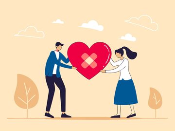 Illustration von einem Paar, dass ihre Beziehung retten will | © Adobe Stock/Sector30