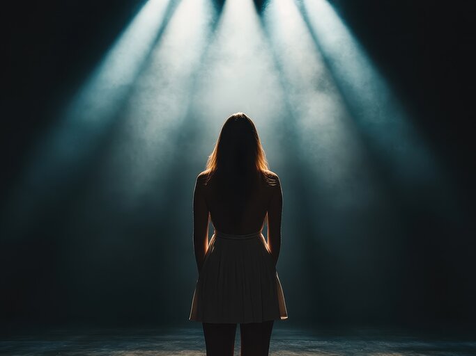 Frau steht im Scheinwerferlicht | © AdobeStock/Jovaduplex