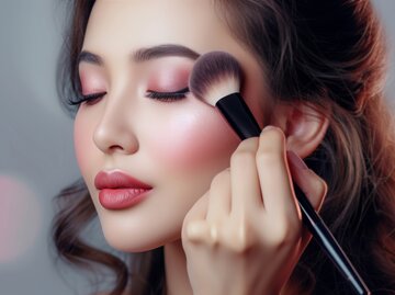 Asiatische Frau schminkt sich mit Rouge | © AdobeStock/ND STOCK