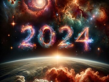 Schriftzug 2024 vor Sternenhimmel | © Adobe Stock/Ammad/KI generiert