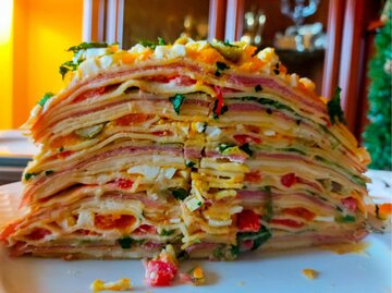 angeschnittene Pizza-Pfannkuchen Torte | © Getty Images/japatino