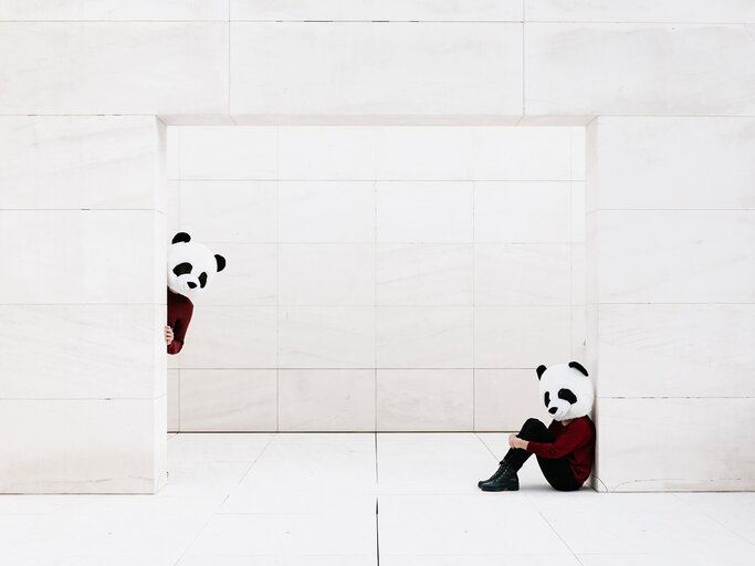2 Menschen mit Panda-Kopf als Maske | © Getty Images/Westend61