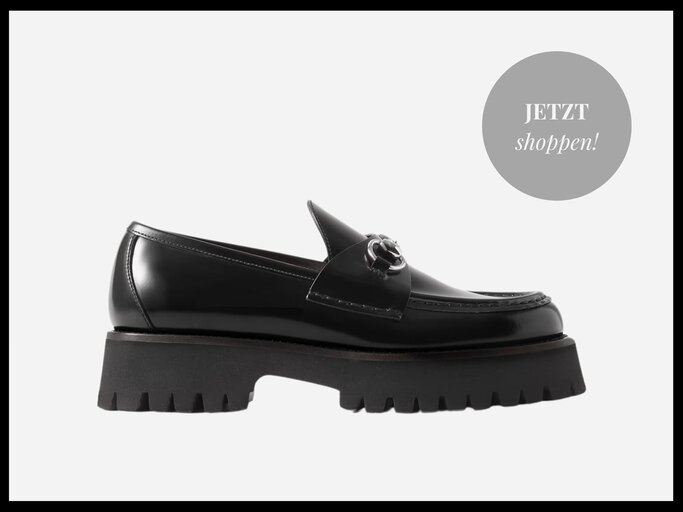 Schwarzer Loafer mit dicker Sohle von Gucci | © Net-A-Porter