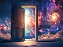 Offene Türe vor kosmischem Hintergrund | © AdobeStock/jambulart/Mit KI generiert