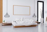 Foto eines minimalistischen Schlafzimmers in weiß | © gettyimages.de | Wachirawut Priamphimai / EyeEm
