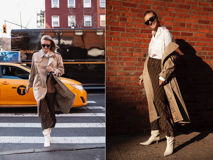 Bloggerin Alex Seifert beim Vintage-Shopping in New York mit einem Second Hand Burberry Trenchcoat | © Alex Seifert