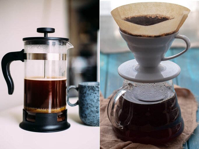 French Press und herkömmlicher Kaffeefilter | © iStock | izhairguns | yipengge