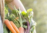 Frau hält Korb mit frischem Gemüse im Arm | © iStock | nerudol