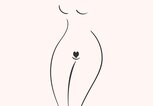 Zeichnung eines weiblichen Körpers auf rosa Hintergrund mit der Intimfrisur "Herz" | © iStock.com / AnastaciaTkachenko - Funke Digital GmbH / Daisy Sinds
