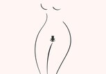 Zeichnung eines weiblichen Körpers auf rosa Hintergrund mit der Intimfrisur "Pfeil" | © iStock.com / AnastaciaTkachenko - Funke Digital GmbH / Daisy Sinds
