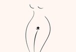Zeichnung eines weiblichen Körpers auf rosa Hintergrund mit der Intimfrisur "Stern" | © iStock.com / AnastaciaTkachenko - Funke Digital GmbH / Daisy Sinds