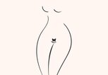Zeichnung eines weiblichen Körpers auf rosa Hintergrund mit der Intimfrisur "Butterfly" | © iStock.com / AnastaciaTkachenko - Funke Digital GmbH / Daisy Sinds