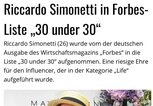 2019 wurde Riccardo Simonetti vom deutschen Forbes Magazin zu den einflussreichsten Personen unter 30 gewählt. | © Instagram @riccardosimonetti