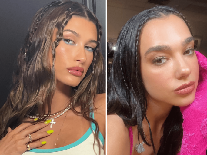 Hailey Bieber und Dua Lipa tragen Baby Braids | © Instagram @haileybieber / Instagram @dualipa