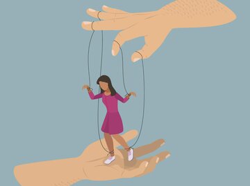 Illustration Person als Marionette zwischen Händen | © Getty Images/TarikVision