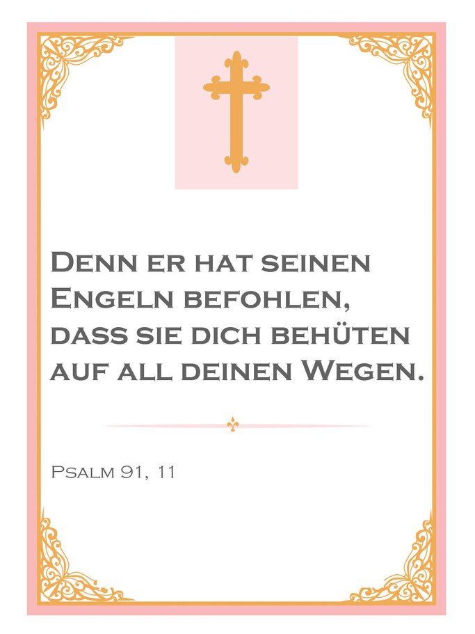 Vorlage mit Taufspruch, Psalm 91, 11 | © iStock | alenaspl