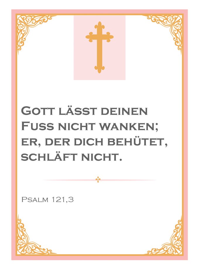 Vorlage mit Taufspruch, Psalm 121,3 | © iStock | alenaspl