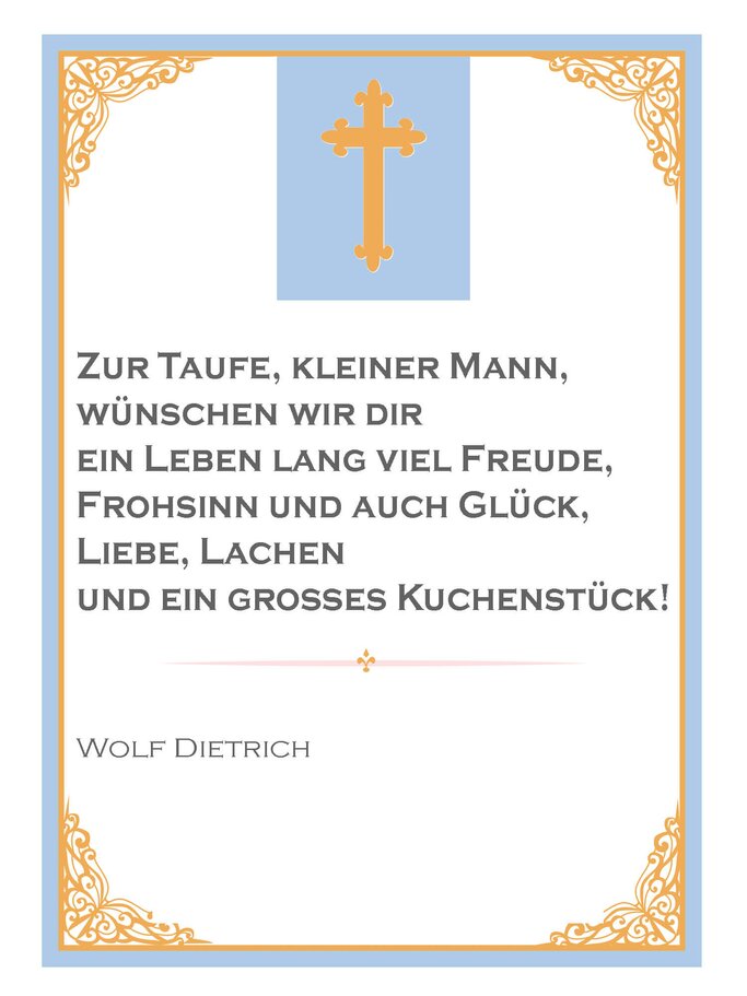 Vorlage mit Taufspruch, Wolf Dietrich | © iStock | alenaspl
