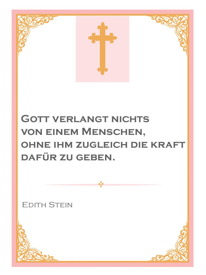 Vorlage mit Taufspruch, Edith Stein | © iStock | alenaspl