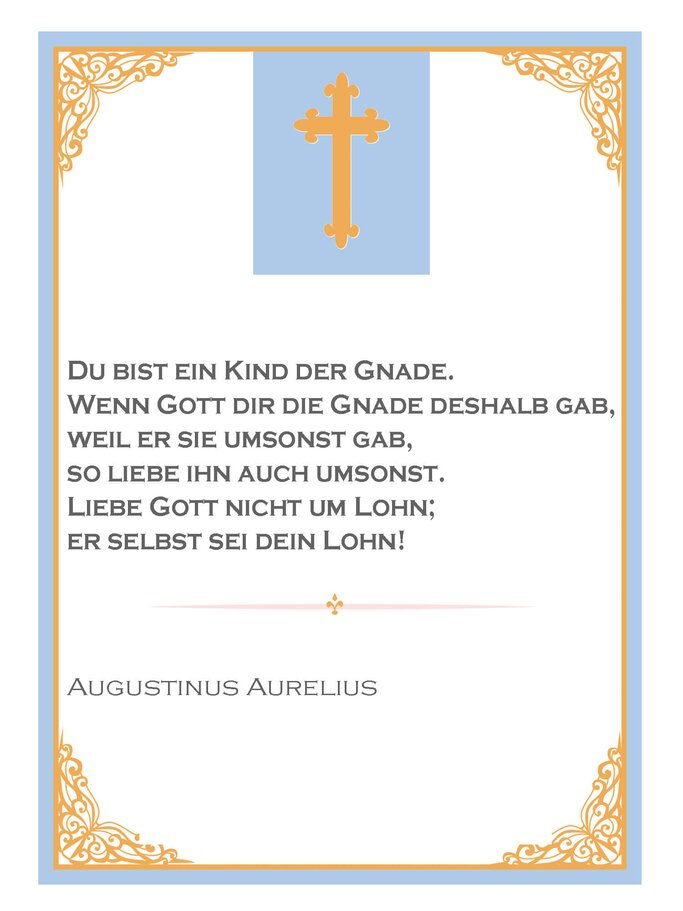 Vorlage mit Taufspruch, Augustinus Aurelius | © iStock | alenaspl